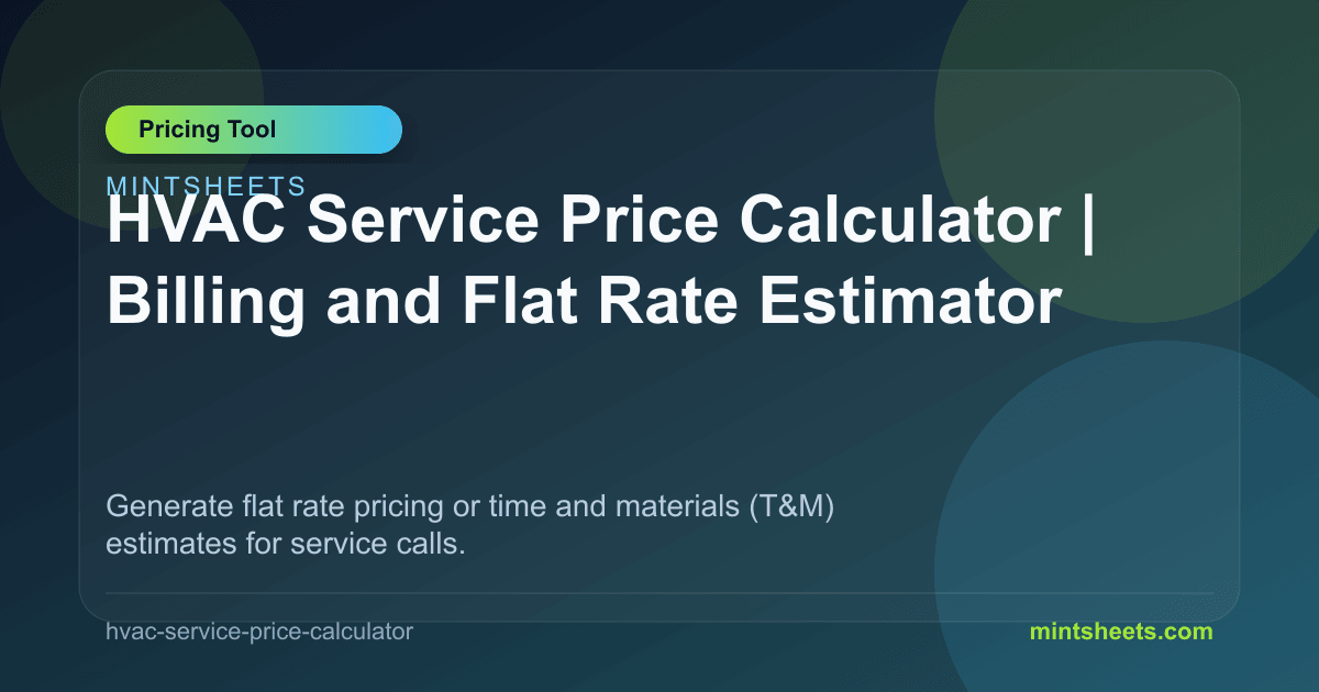 Hvac Labor Rates HVAC Service Price Calculator | Billing and Flat Rate Estimator ...